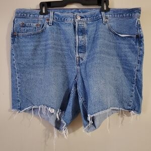 Levi's 501 Light Wash Blue Cut Off Raw Hem Jean Shorts Size 20W